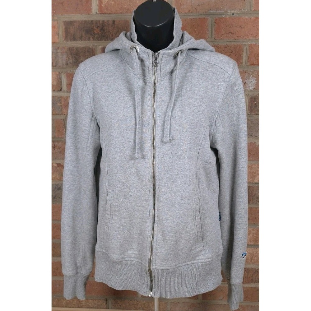 Kuhl Womens Full Zip Hoodie Sweatshirt Light Gray Size Small Thumbholes